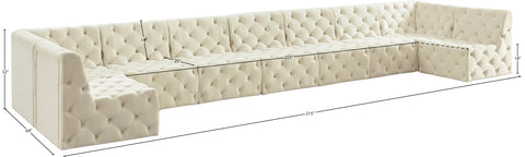 Luna Cream Velvet Modular Sectional Sec9A