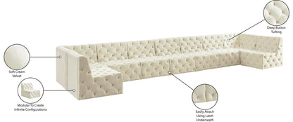 Luna Cream Velvet Modular Sectional Sec9A