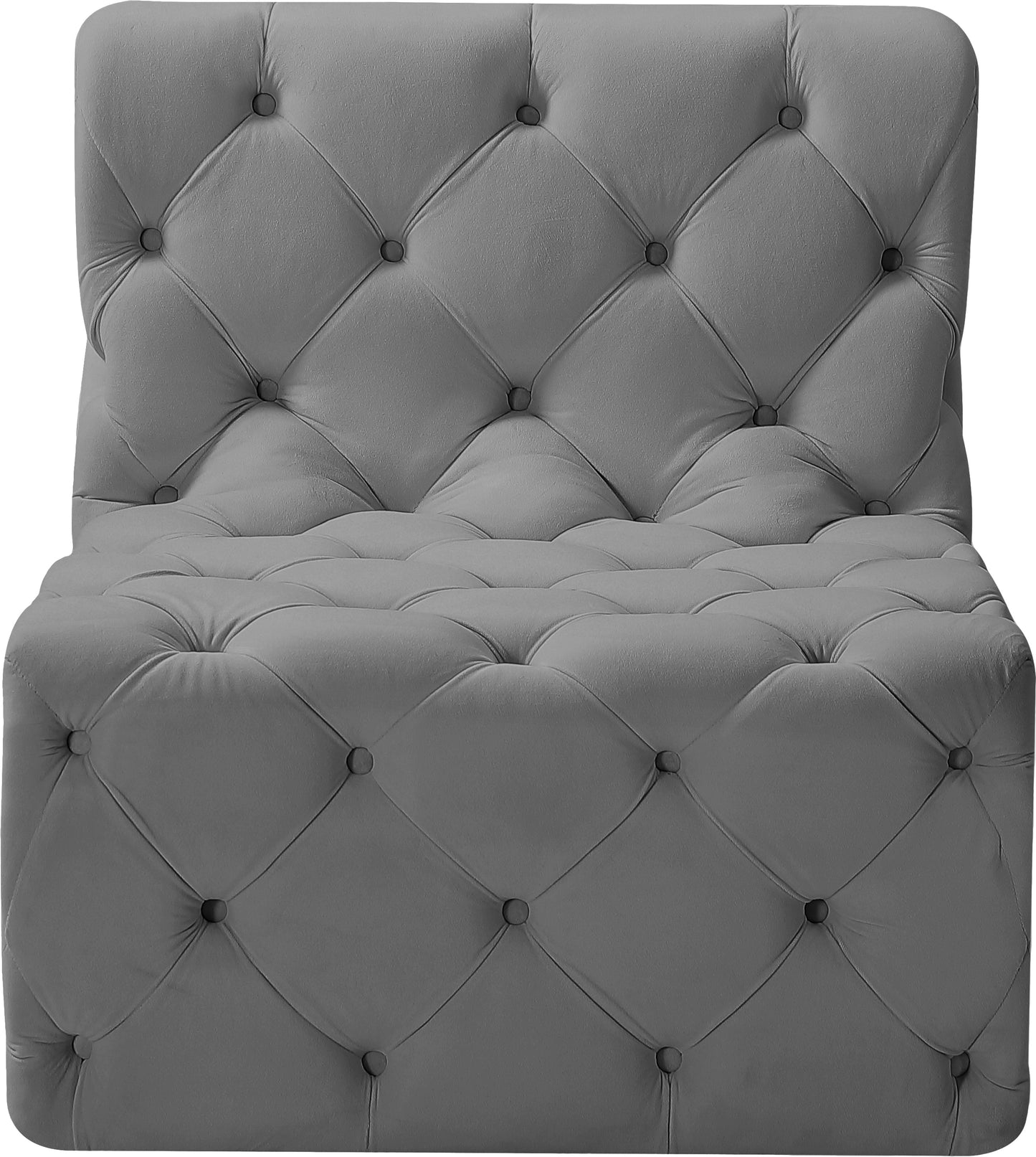 luna grey velvet armless chair armless