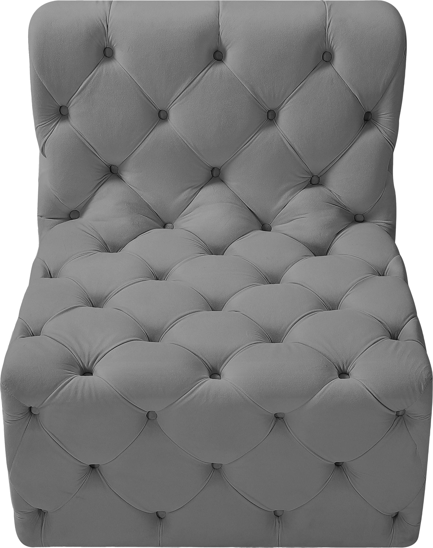 luna grey velvet armless chair armless