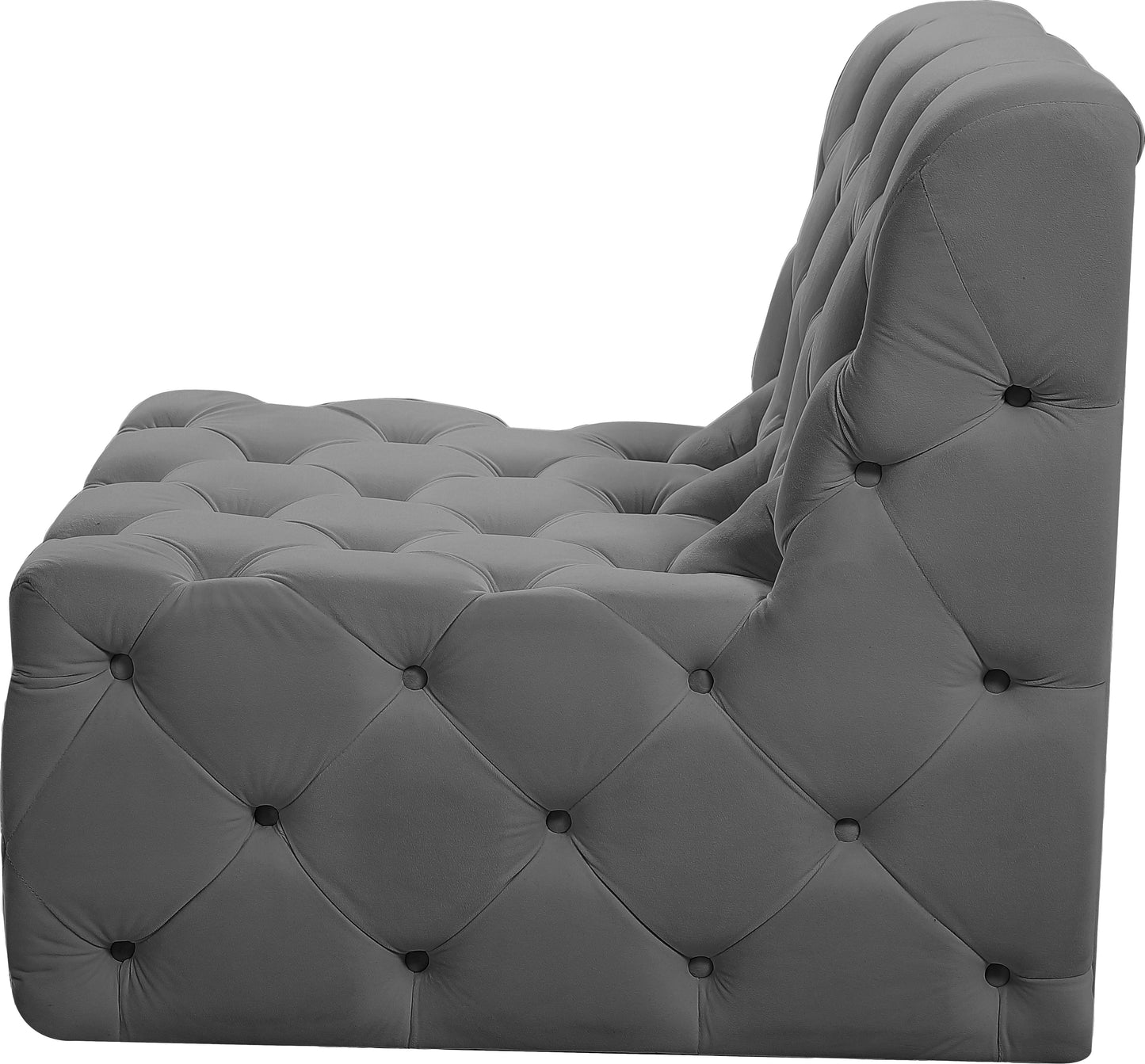 luna grey velvet armless chair armless