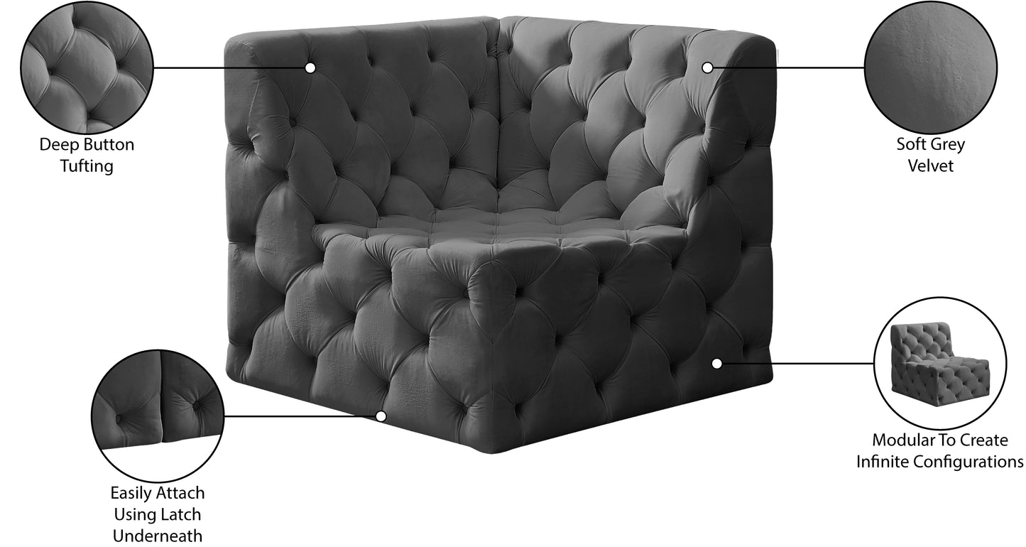 luna grey velvet corner chair corner