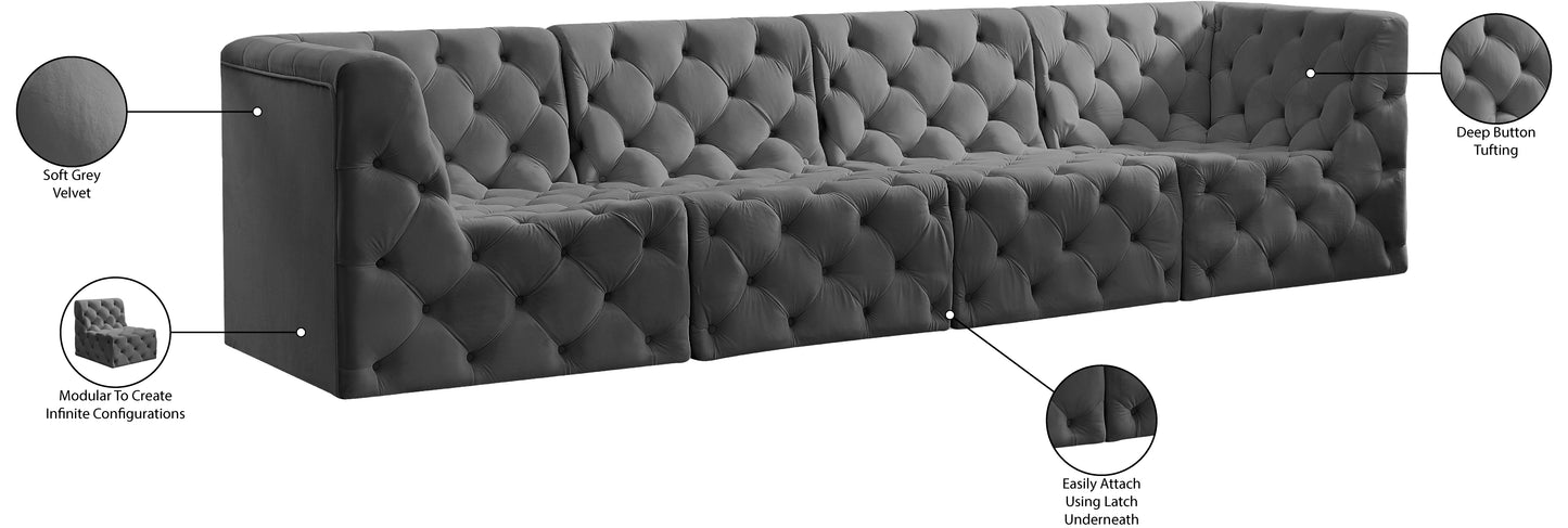 luna grey velvet modular sofa s128