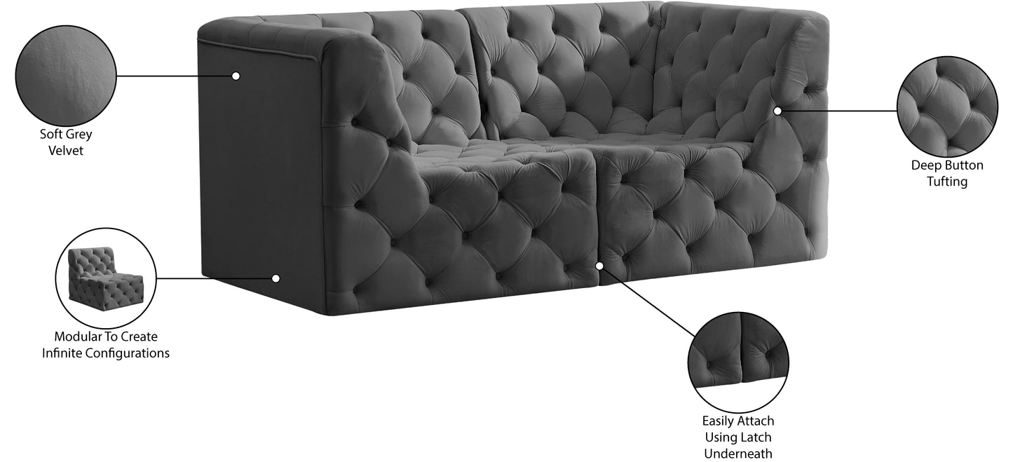 luna grey velvet modular sofa s70