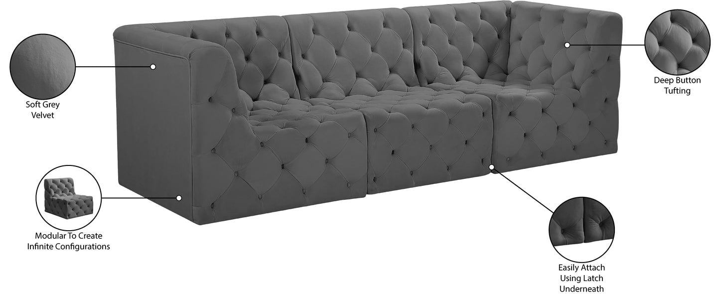 luna grey velvet modular sofa s99