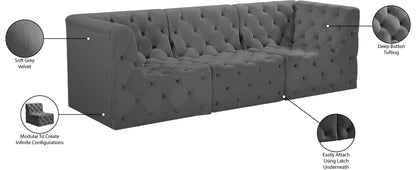 Luna Grey Velvet Modular Sofa S99