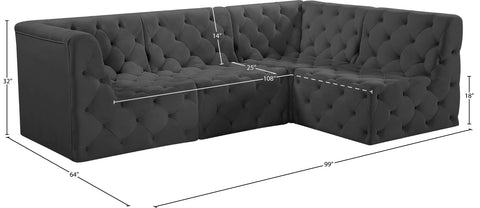 Luna Grey Velvet Modular Sectional Sec4A