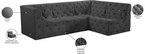 Luna Grey Velvet Modular Sectional Sec4A