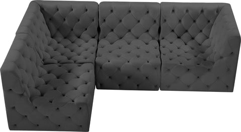 Luna Grey Velvet Modular Sectional Sec4A