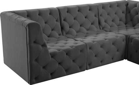 Luna Grey Velvet Modular Sectional Sec4A
