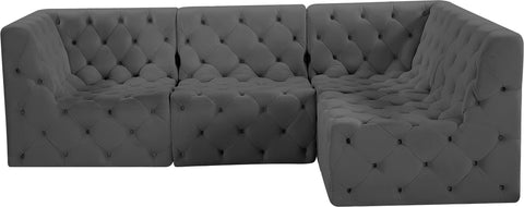 Luna Grey Velvet Modular Sectional Sec4A