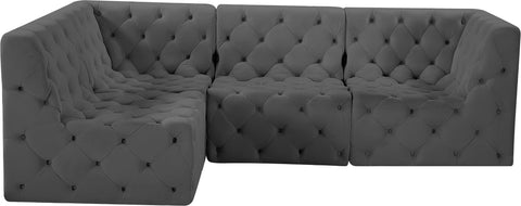 Luna Grey Velvet Modular Sectional Sec4A