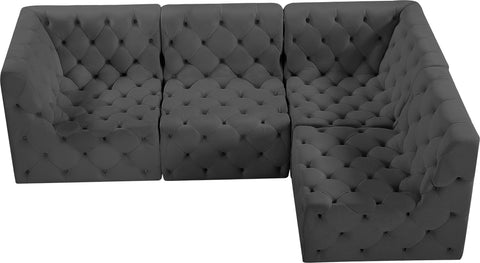 Luna Grey Velvet Modular Sectional Sec4A