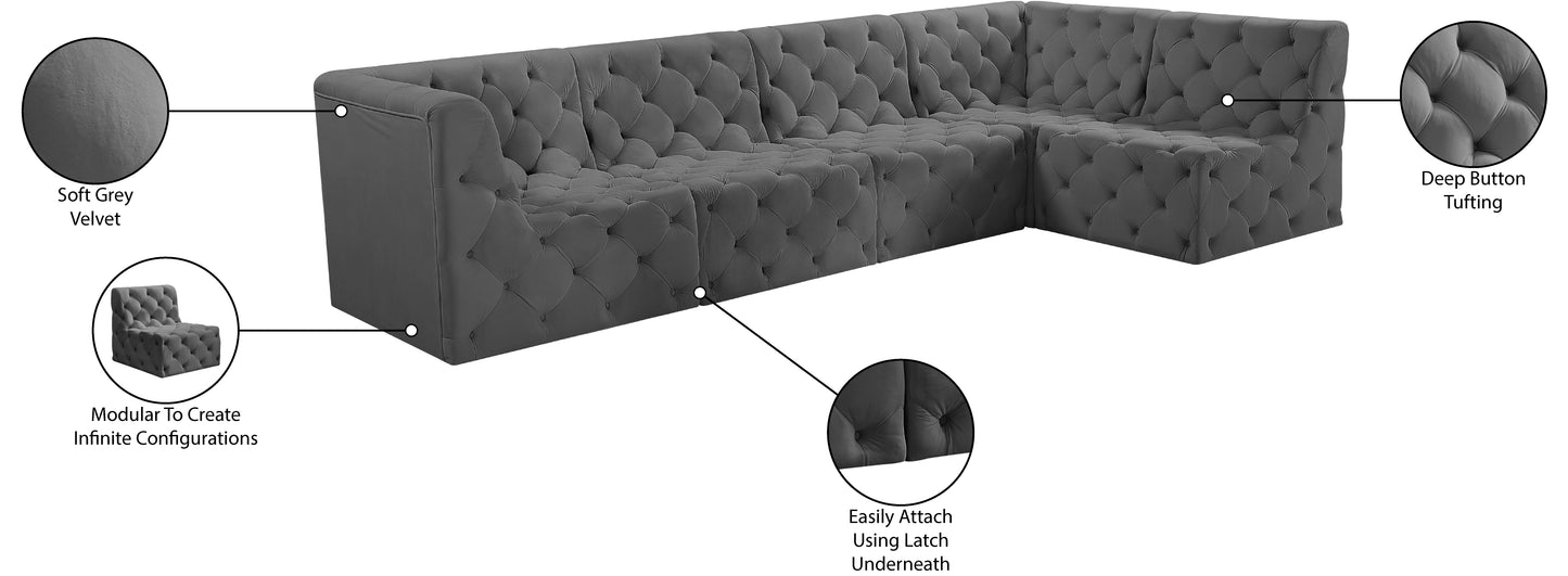 luna grey velvet modular sectional sec5a