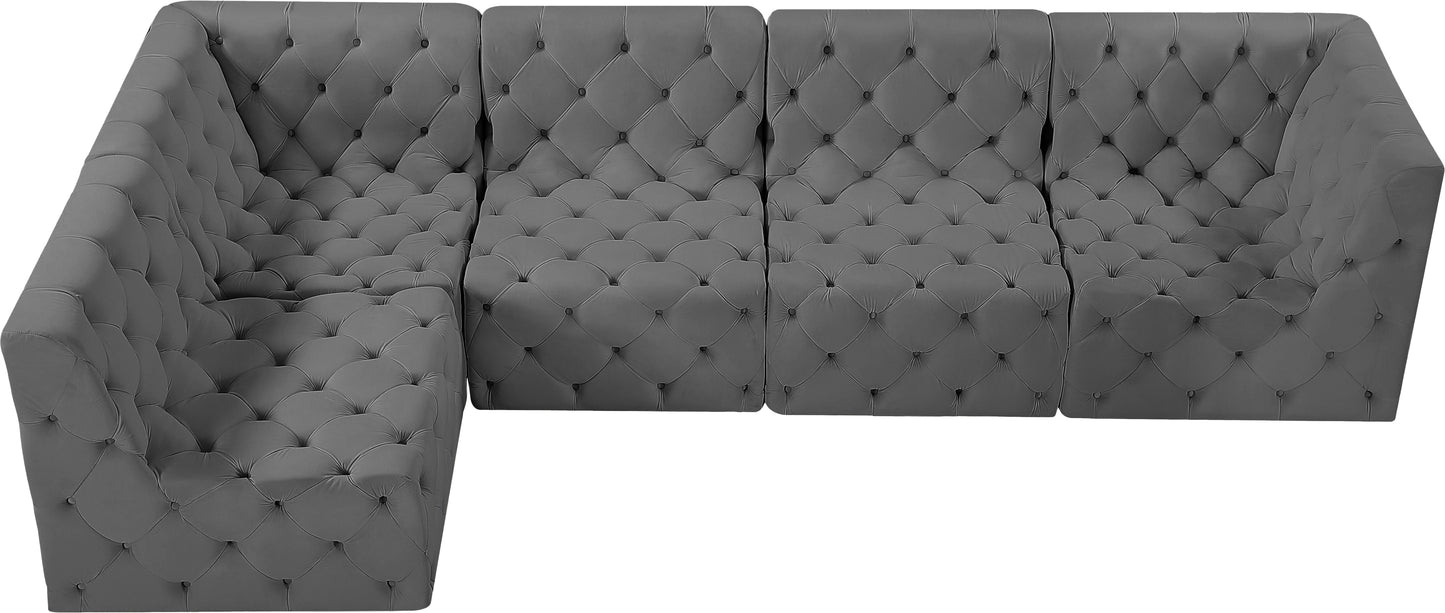 luna grey velvet modular sectional sec5a