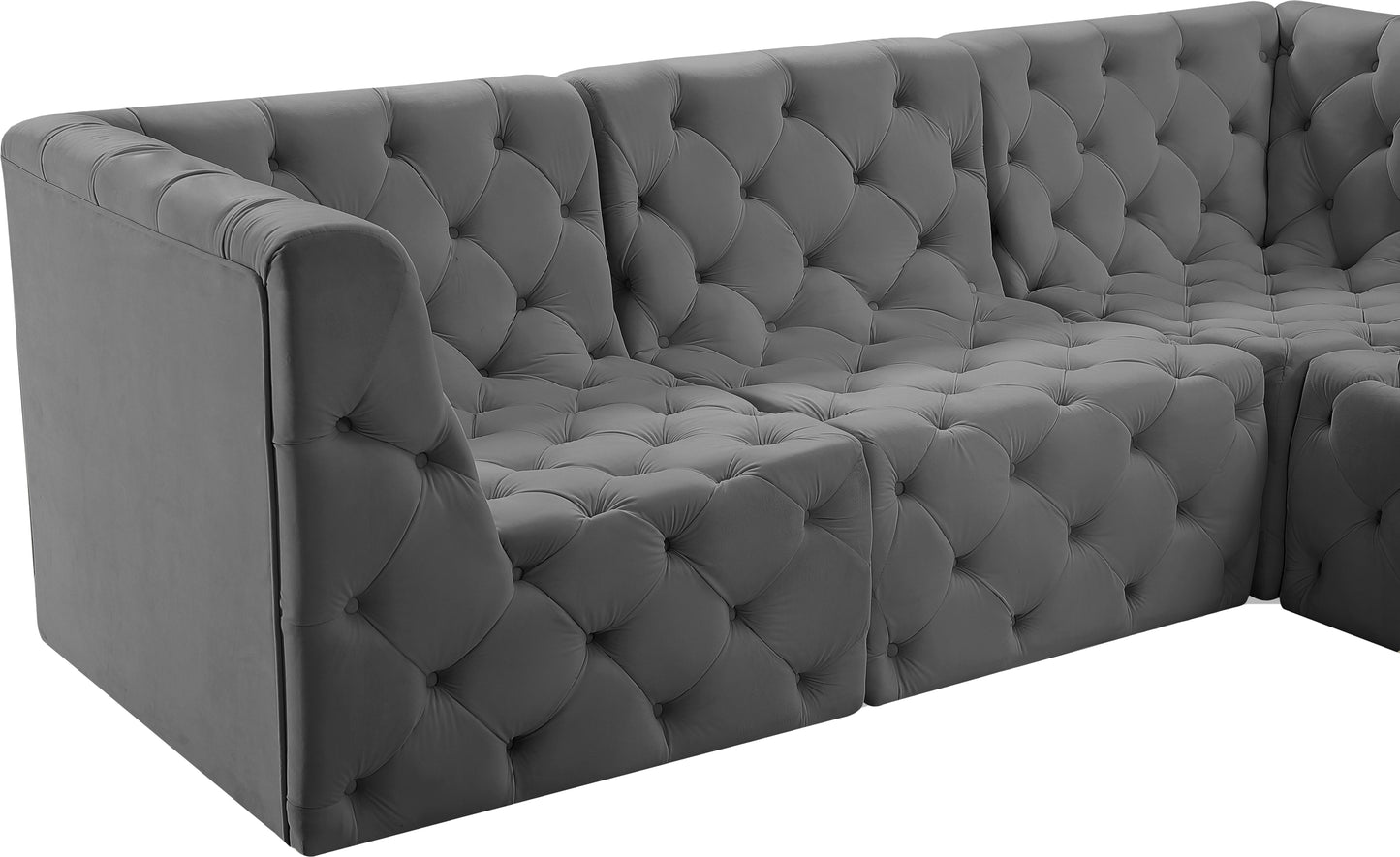 luna grey velvet modular sectional sec5a