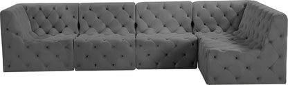 Luna Grey Velvet Modular Sectional Sec5A