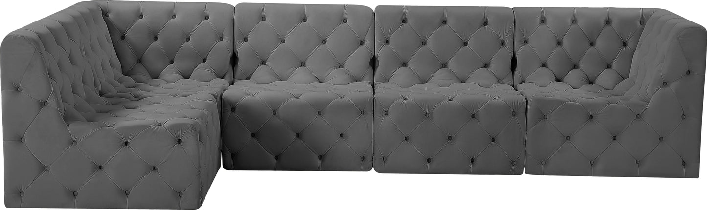 luna grey velvet modular sectional sec5a