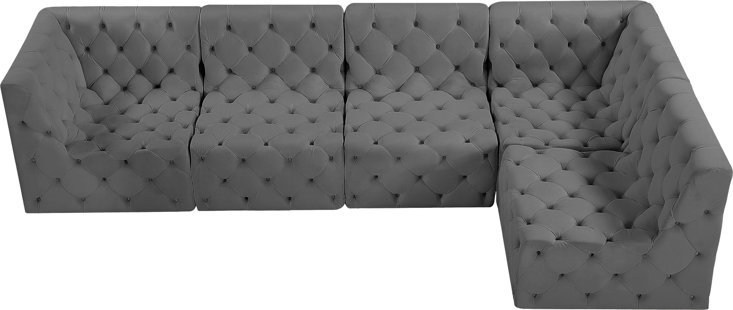 luna grey velvet modular sectional sec5a