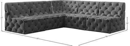 Luna Grey Velvet Modular Sectional Sec5B