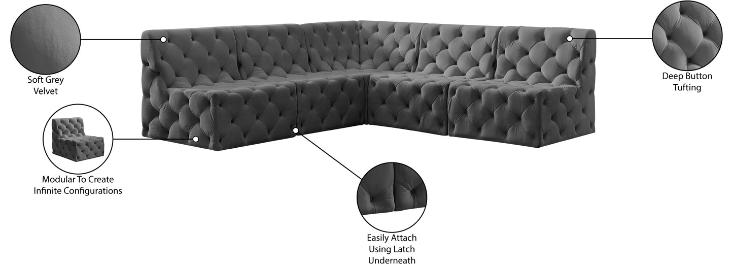 luna grey velvet modular sectional sec5b