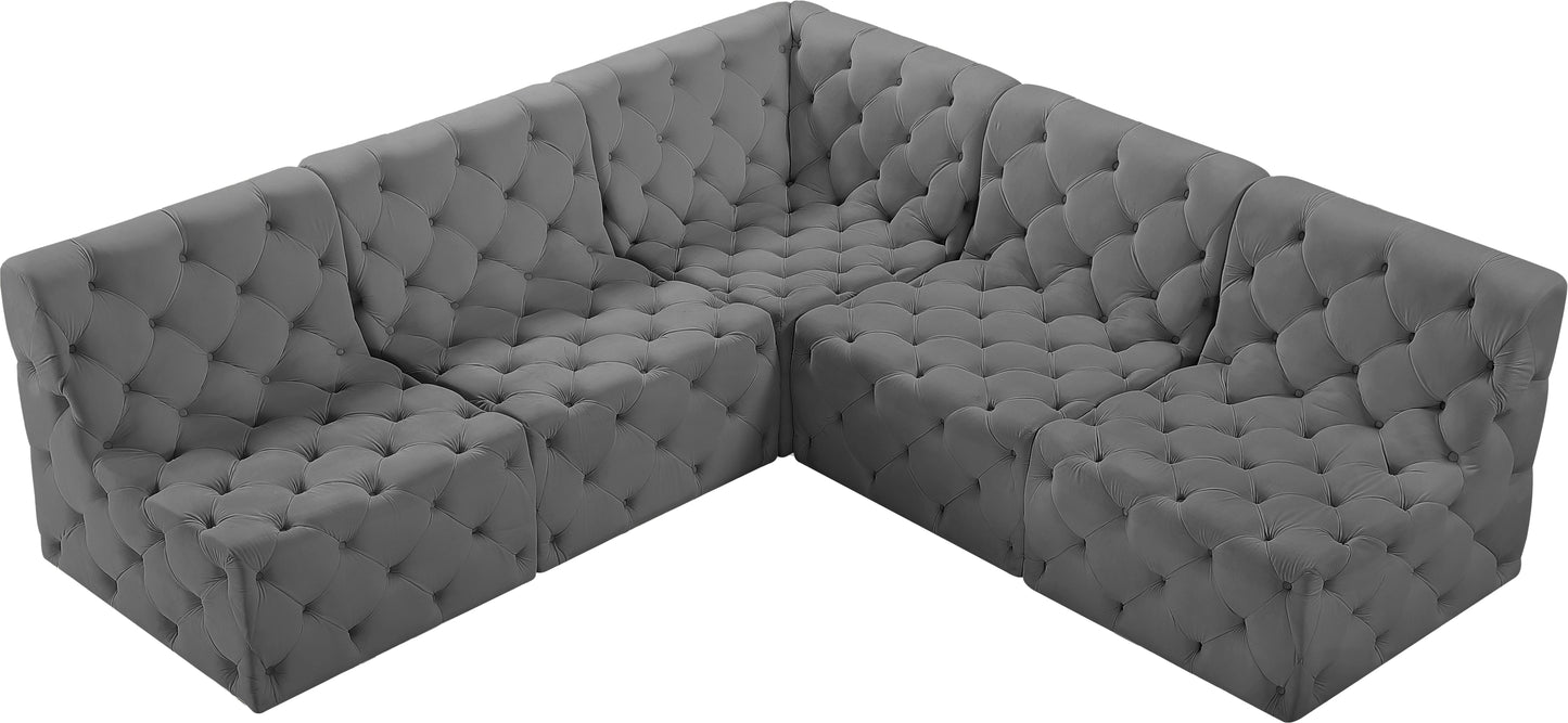 luna grey velvet modular sectional sec5b