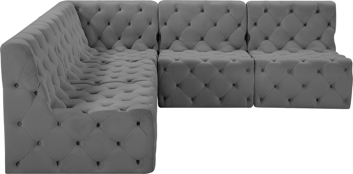 luna grey velvet modular sectional sec5b