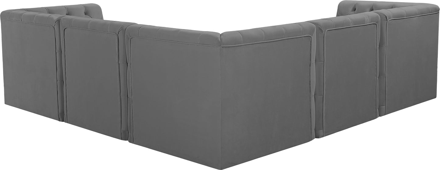 luna grey velvet modular sectional sec5c