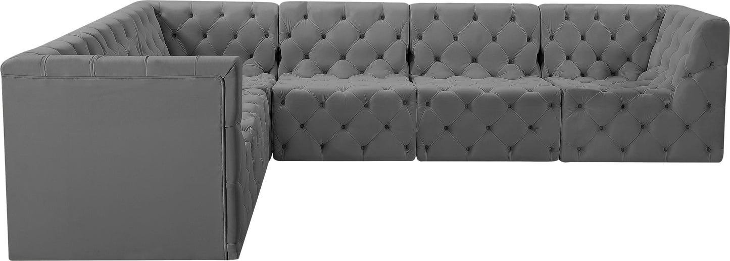 luna grey velvet modular sectional sec6a