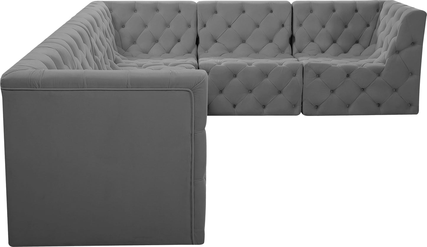 luna grey velvet modular sectional sec6a