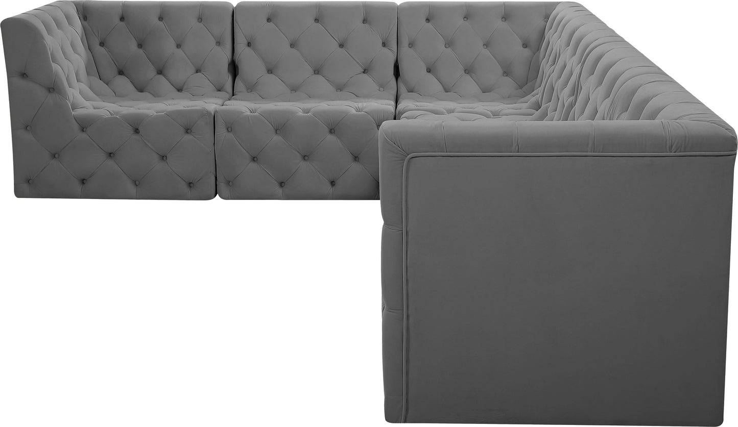 luna grey velvet modular sectional sec6a