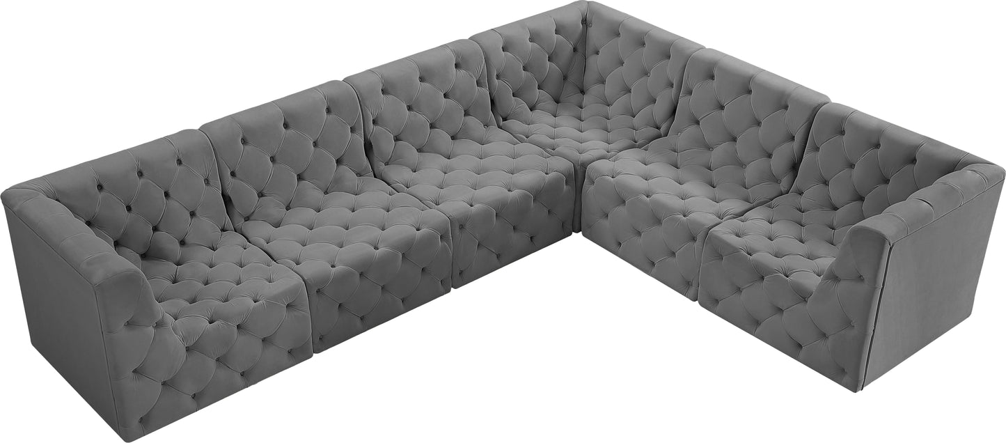 luna grey velvet modular sectional sec6a