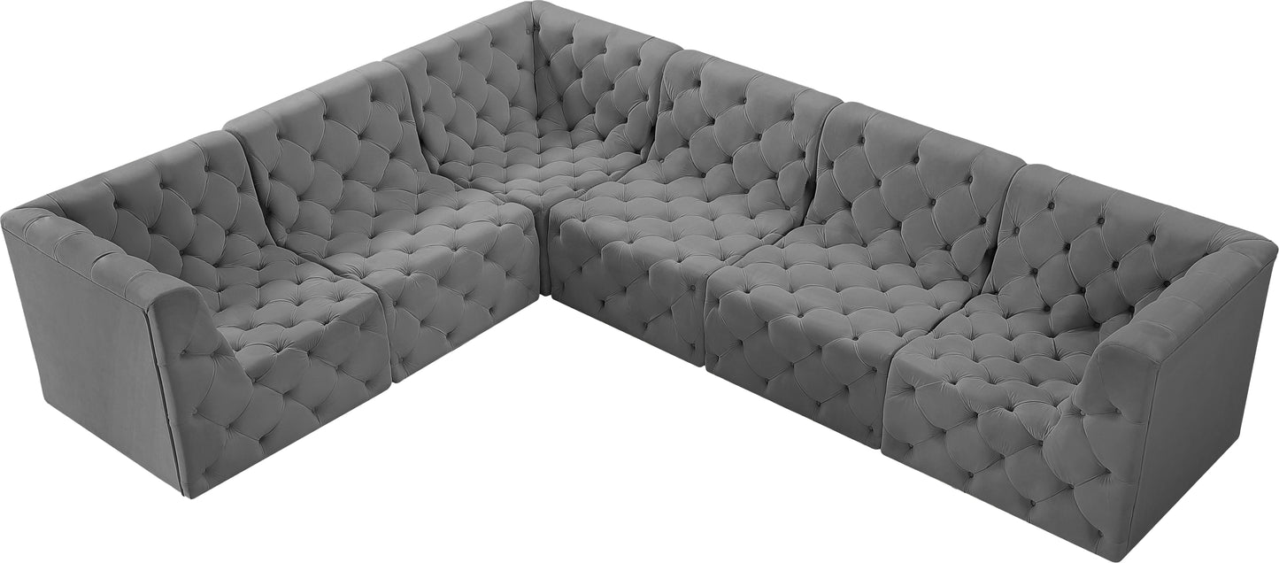 luna grey velvet modular sectional sec6a