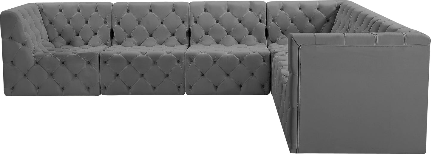 luna grey velvet modular sectional sec6a