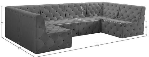 Luna Grey Velvet Modular Sectional Sec6B