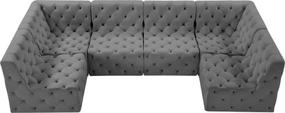 Luna Grey Velvet Modular Sectional Sec6B