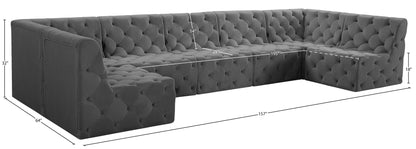 Luna Grey Velvet Modular Sectional Sec7A