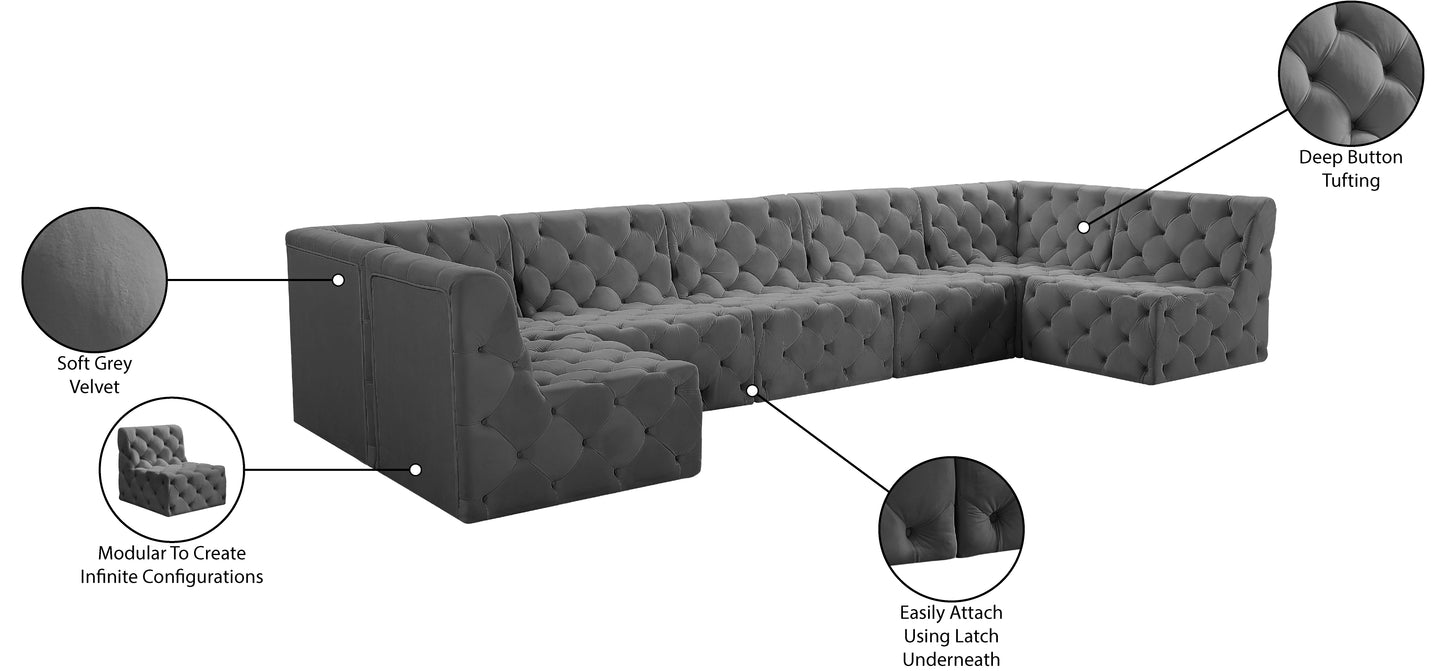 luna grey velvet modular sectional sec7a