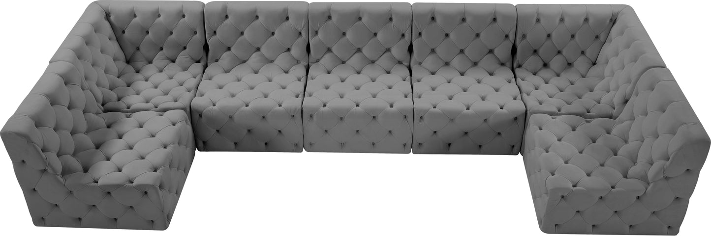 luna grey velvet modular sectional sec7a