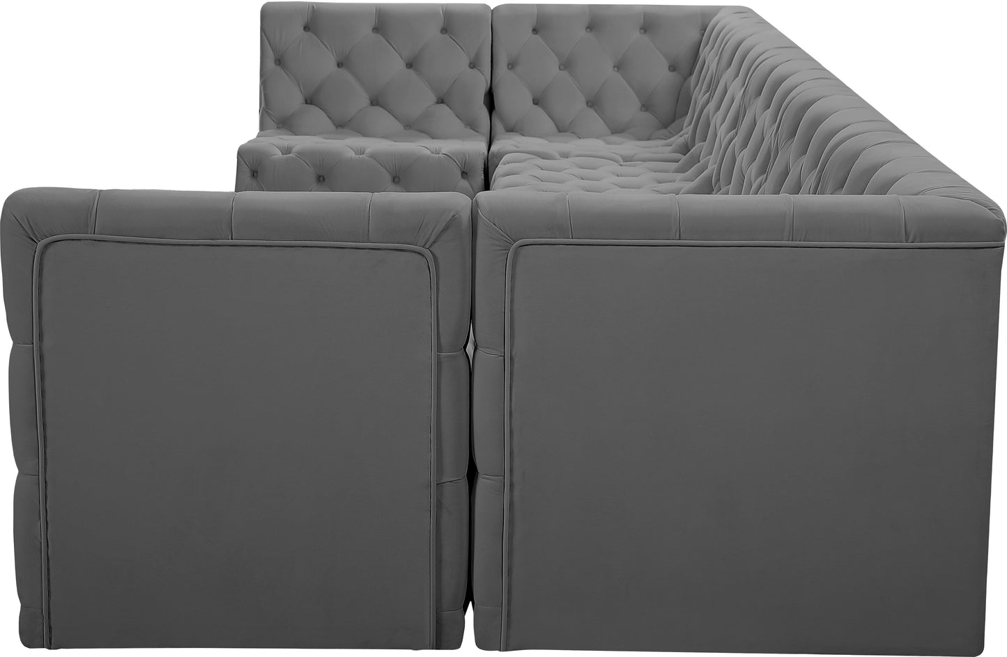 luna grey velvet modular sectional sec7a