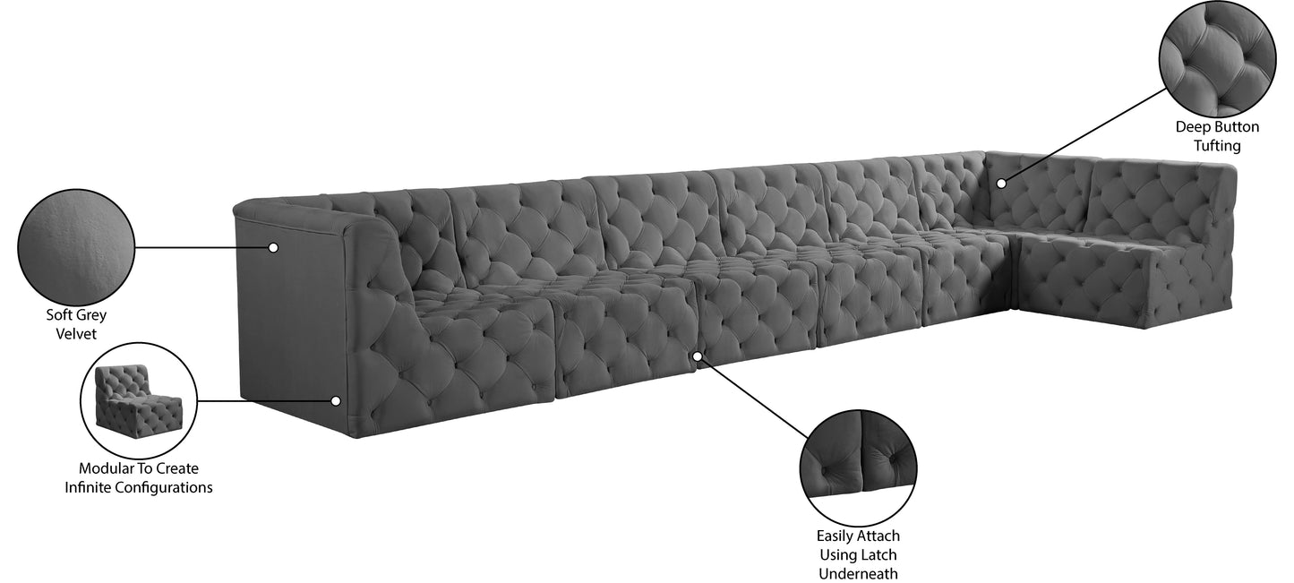 luna grey velvet modular sectional sec7b