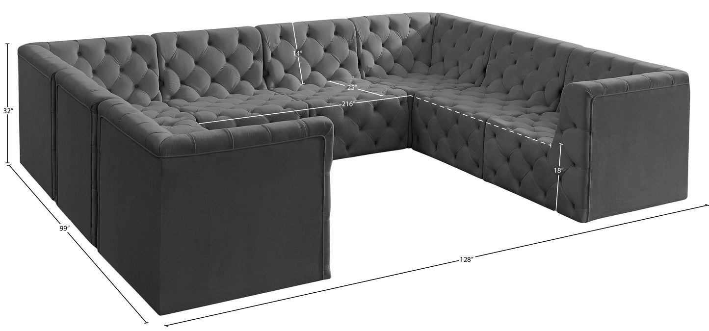 luna grey velvet modular sectional sec8a