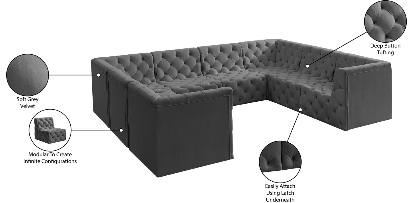 luna grey velvet modular sectional sec8a