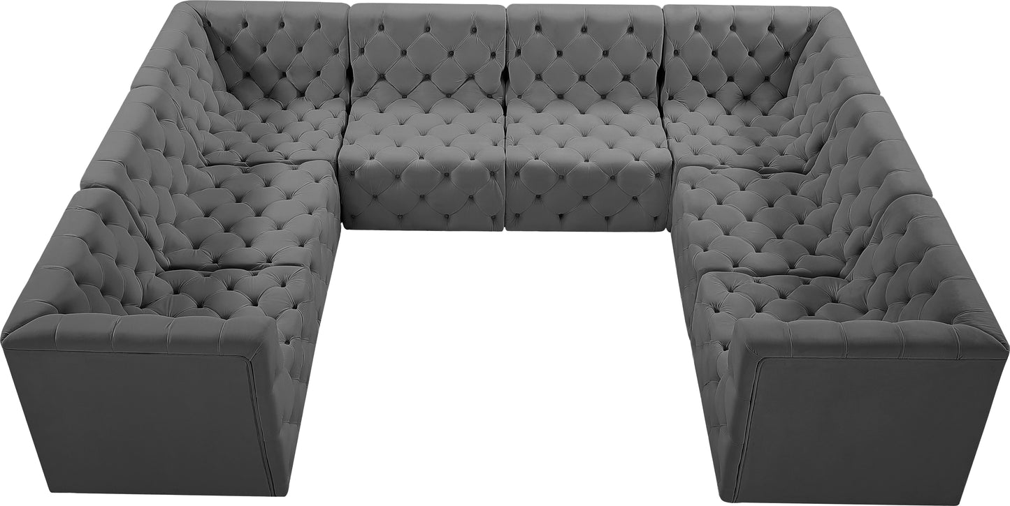 luna grey velvet modular sectional sec8a