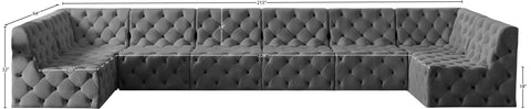 Luna Grey Velvet Modular Sectional Sec8B