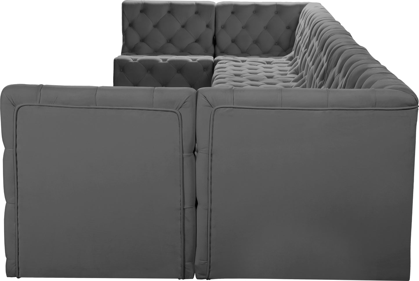 luna grey velvet modular sectional sec8b