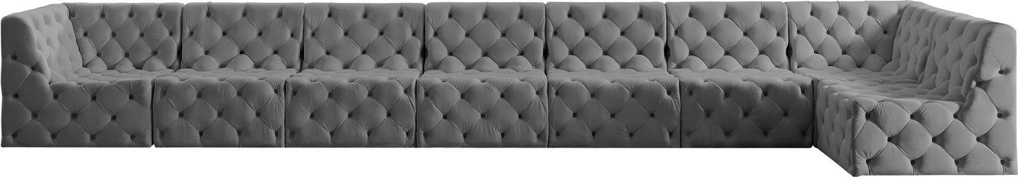 luna grey velvet modular sectional sec8c