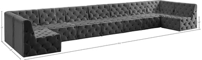 Luna Grey Velvet Modular Sectional Sec9A