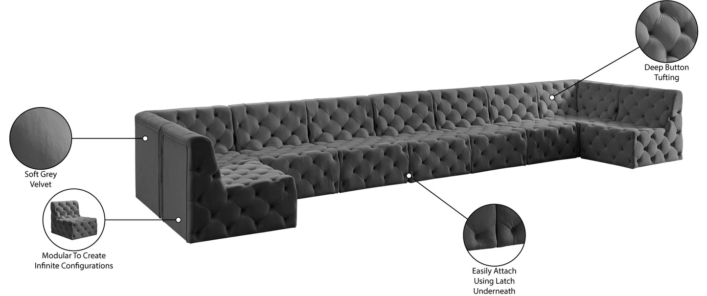 luna grey velvet modular sectional sec9a