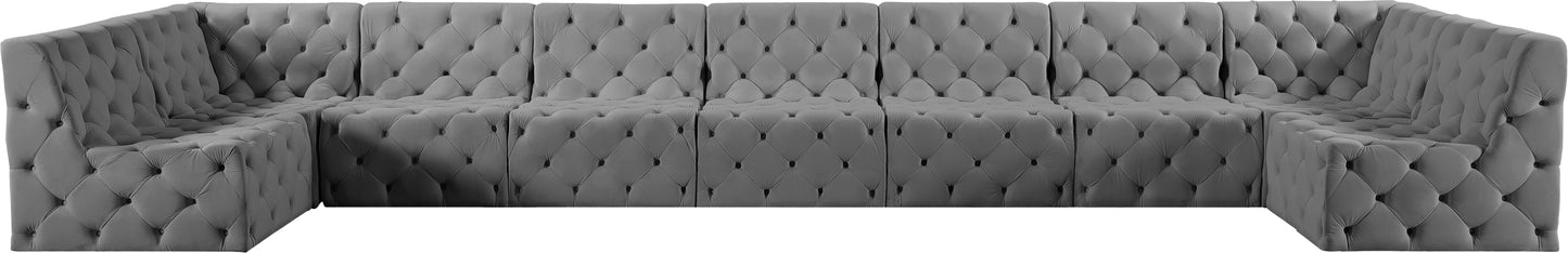 luna grey velvet modular sectional sec9a